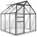Outsunny 3.6-Inch Polycarbonate and Aluminum Greenhouse with Hinged Door and Roof Window, Gray