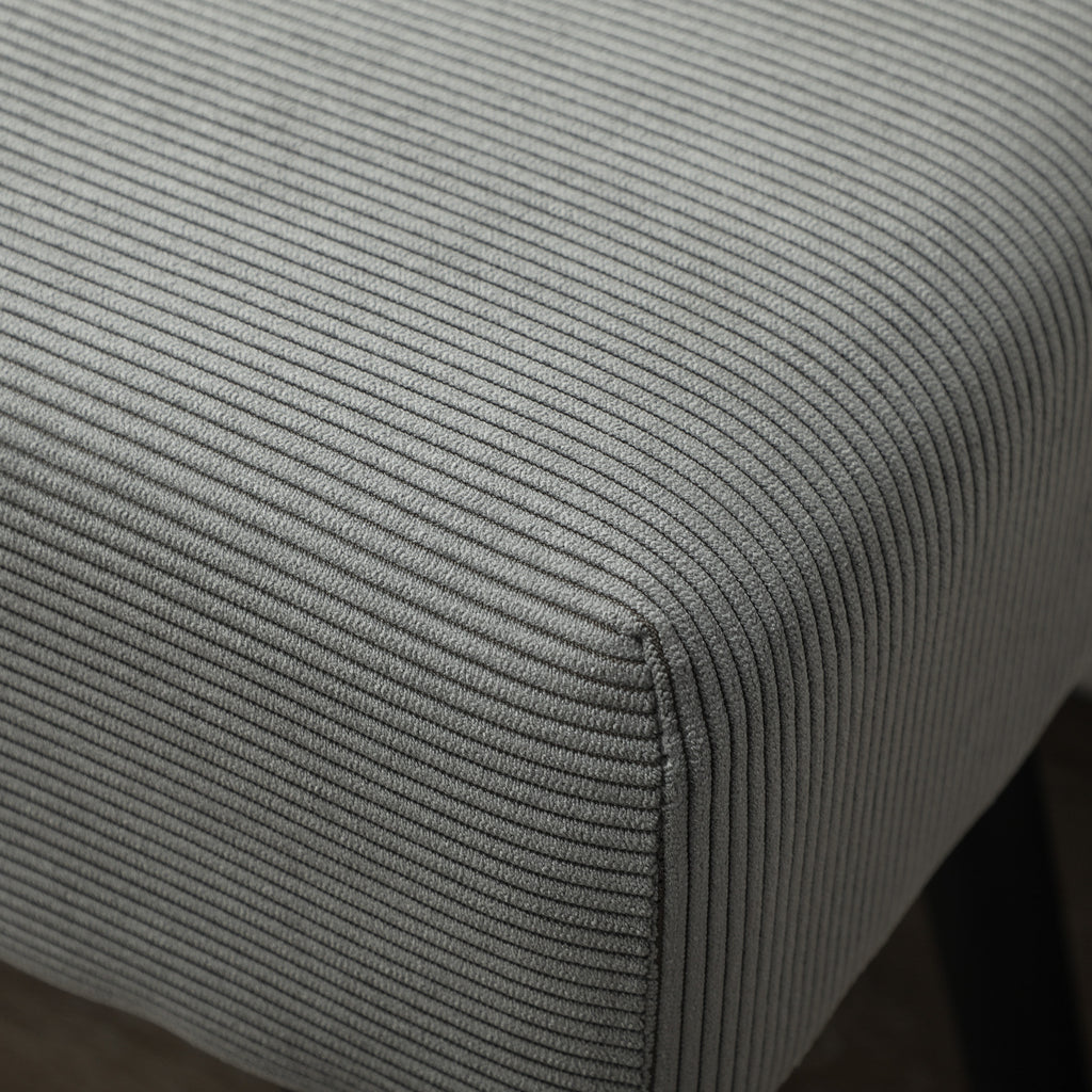 Quilted Bed End Bench in Corduroy Effect Fabric and Steel, 100x36x45 cm, Grey