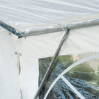 8x4m Steel Garden Gazebo with Removable Walls and Clear Windows, White - Borge' Group Limited