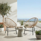 Outsunny Set of 2 Acapulco Chairs in PE Rattan with Triangular Steel Structure, 72x68x81 cm, Wood Color