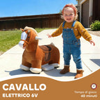 AIYAPLAY Electric Horse for Children with Pedals, Wheels and Sounds, Plush and Metal, 74x34x51 cm, Brown