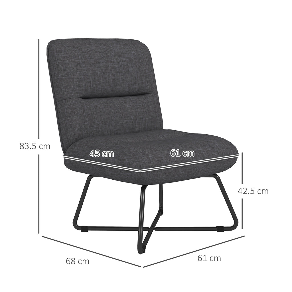 Modern Armchair with Steel Base and Fabric Upholstery, 61x68x83.5cm, Dark Grey