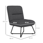 Modern Armchair with Steel Base and Fabric Upholstery, 61x68x83.5cm, Dark Grey