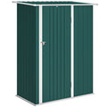 Outsunny Metal Tool Shed with Sloped Roof and Lockable Door, 142x86x189 cm, Green
