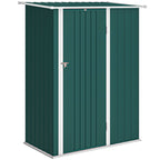 Outsunny Metal Tool Shed with Sloped Roof and Lockable Door, 142x86x189 cm, Green