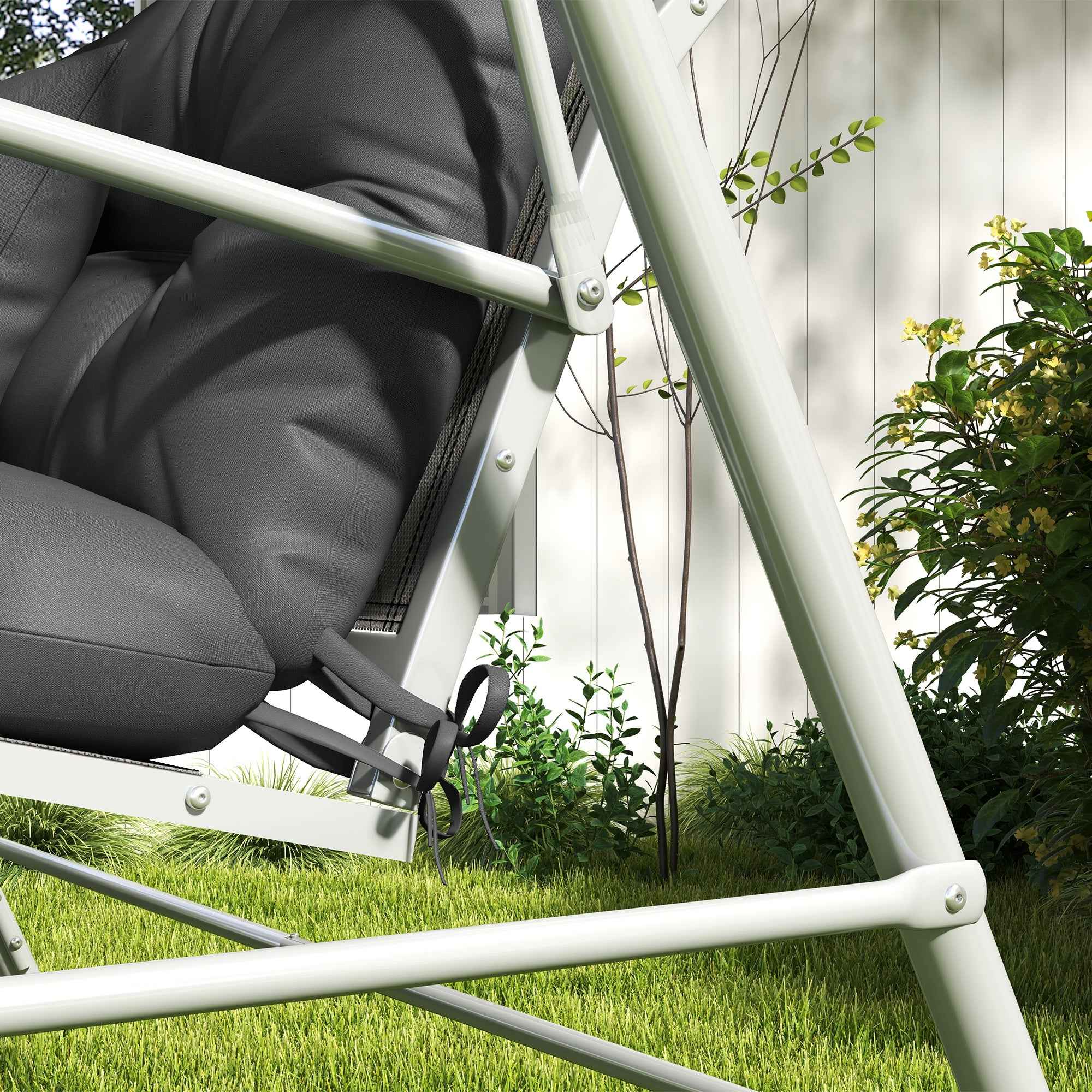 Outsunny Set of 4 Garden Cushions for Backrest and Seat with Padding, in Polyester, Charcoal Grey