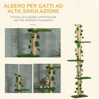 Cat Tree with Adjustable Tension Rod, 202-242 cm, Ceiling Mount, Green