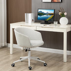 Height Adjustable Office Chair with Wheels and Swivel Fabric Seat, Light Grey
