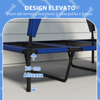Large Dog Kennel with Protective Roof, in Steel and Polyester, 106x76x94 cm, Dark Blue - Borgè