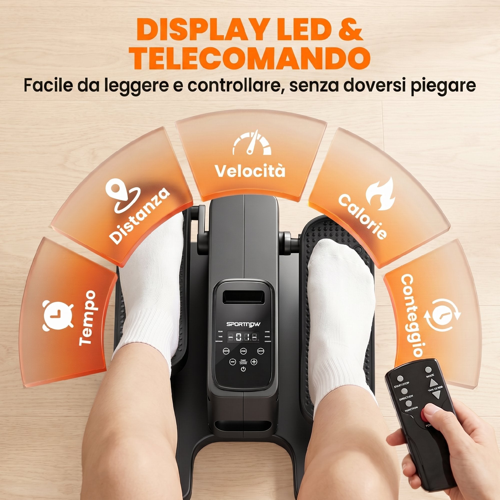 SPORTNOW Mini Desk Elliptical, Manual/Automatic, 12 Adjustable Speeds for Home.