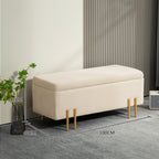 Modern Bedside Bench with Internal Storage Space, Beige Polyester, 100x40x42 cm