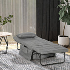 Ottoman 4 in 1 Multipurpose Folding Ottoman and single Bed with 5 Level Reclining Backrest, Grey - Borgè