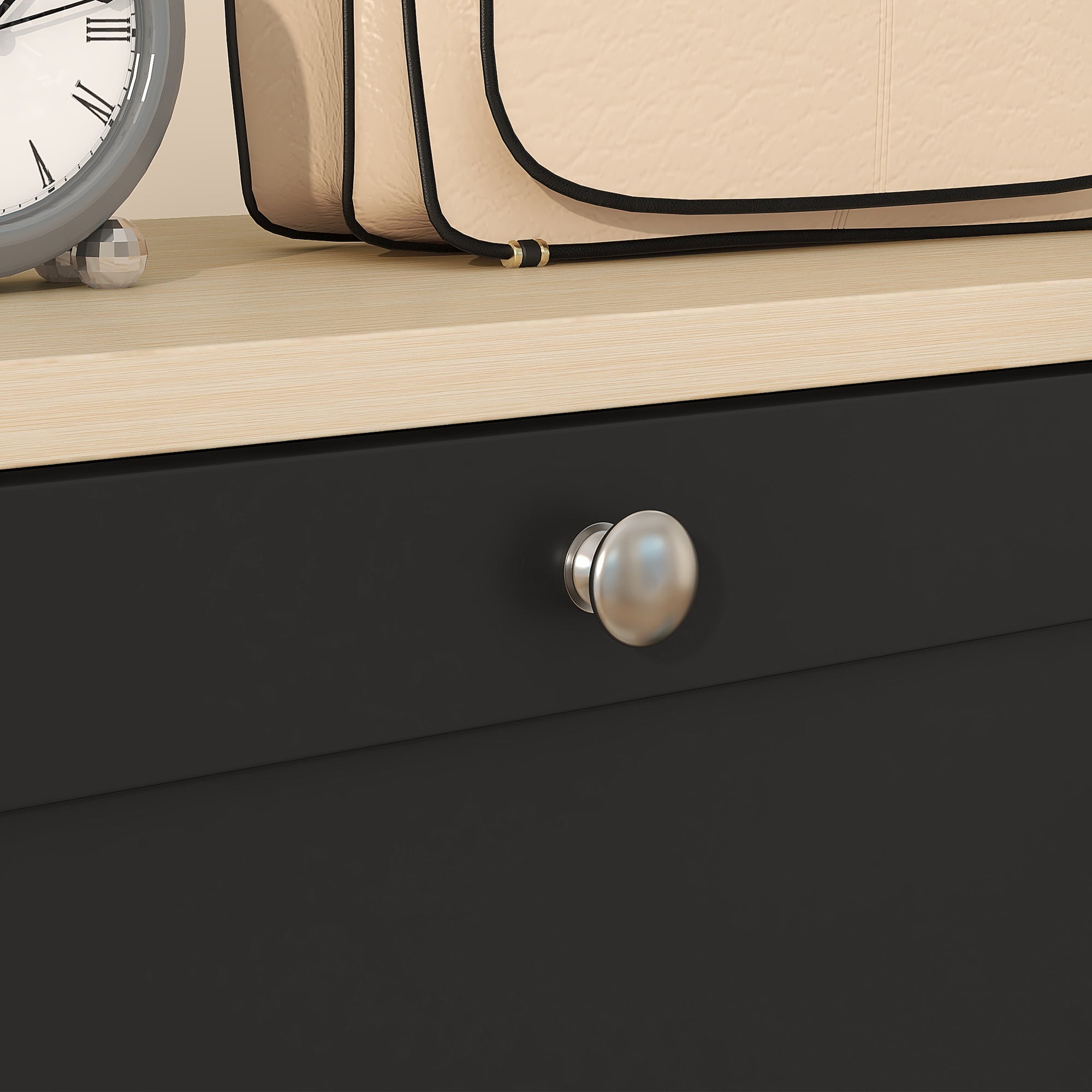 Space-saving 3-drawer shoe rack with adjustable shelves on 2 levels, in wood, 60x23.5x115 cm, Black