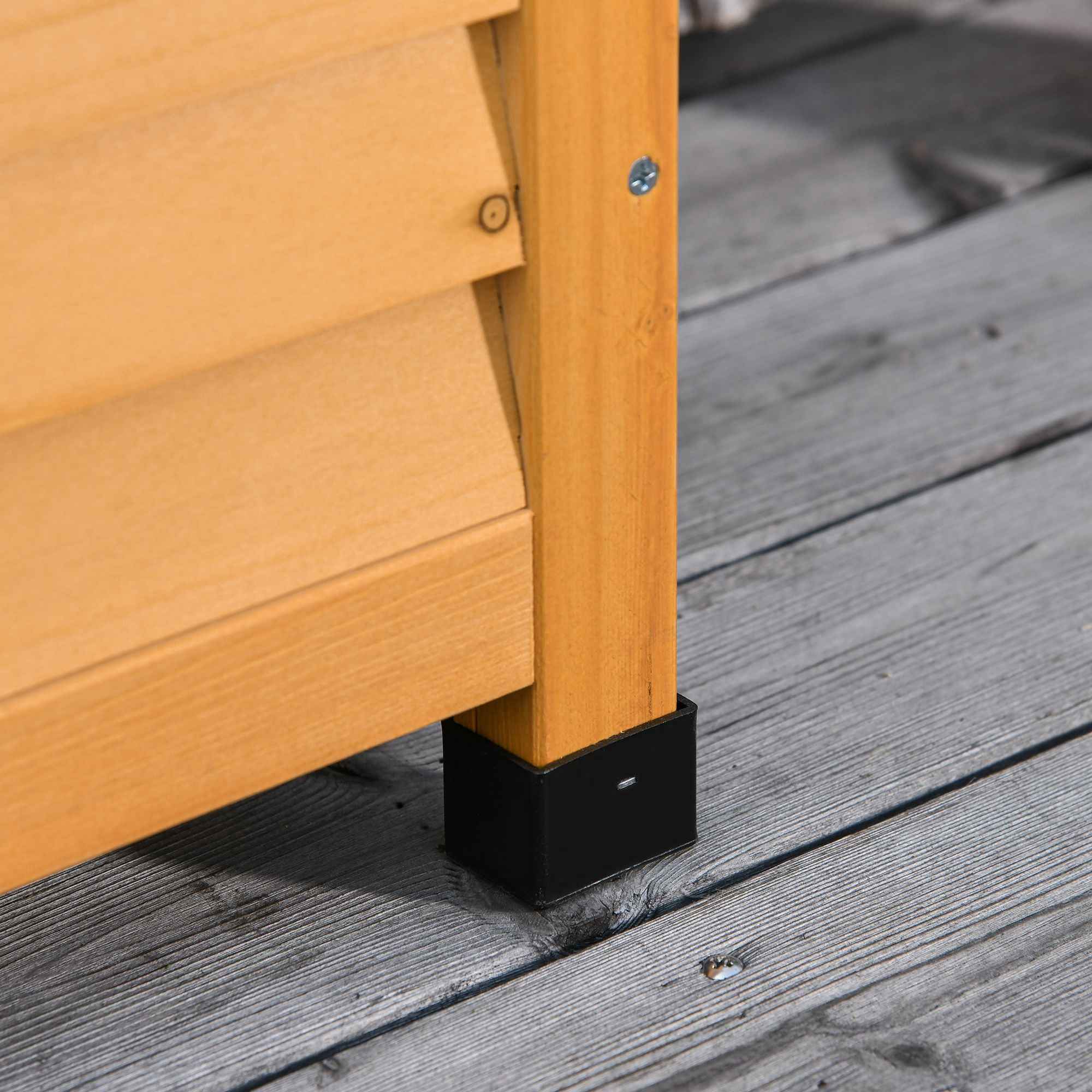 Outsunny Waterproof Outdoor Storage Chest in Fir Wood with Raised Base, 127x56x60 cm, Dark Yellow