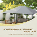 Outsunny 4x3m Replacement Roof for UV-Resistant Gazebo in Polyester with Air Vent, Light Grey
