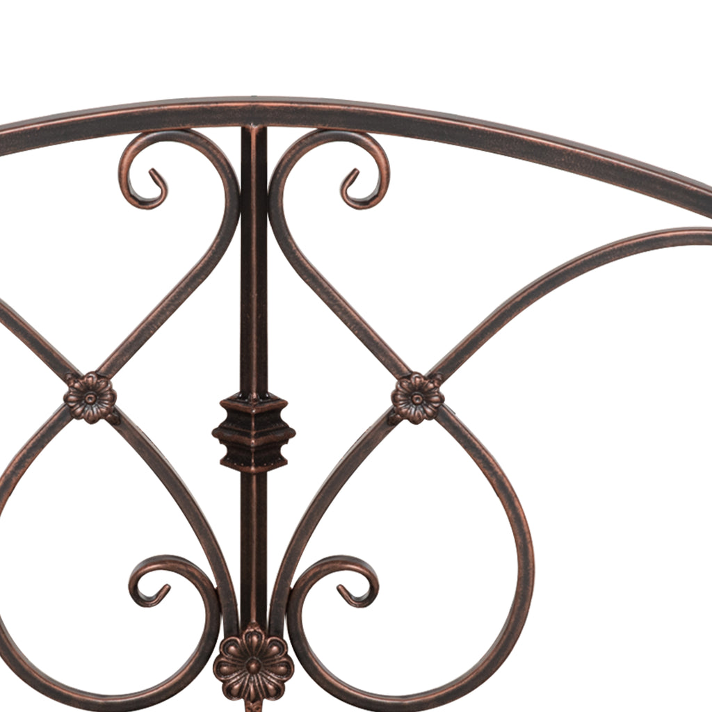 Outsunny Vintage Metal Garden Bridge with Floral Elements, 99x68x53cm, Black