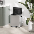 15L 2-Section Pedal Bin with Silent Lid, Stainless Steel and PP, 40x34.8x47.5 cm