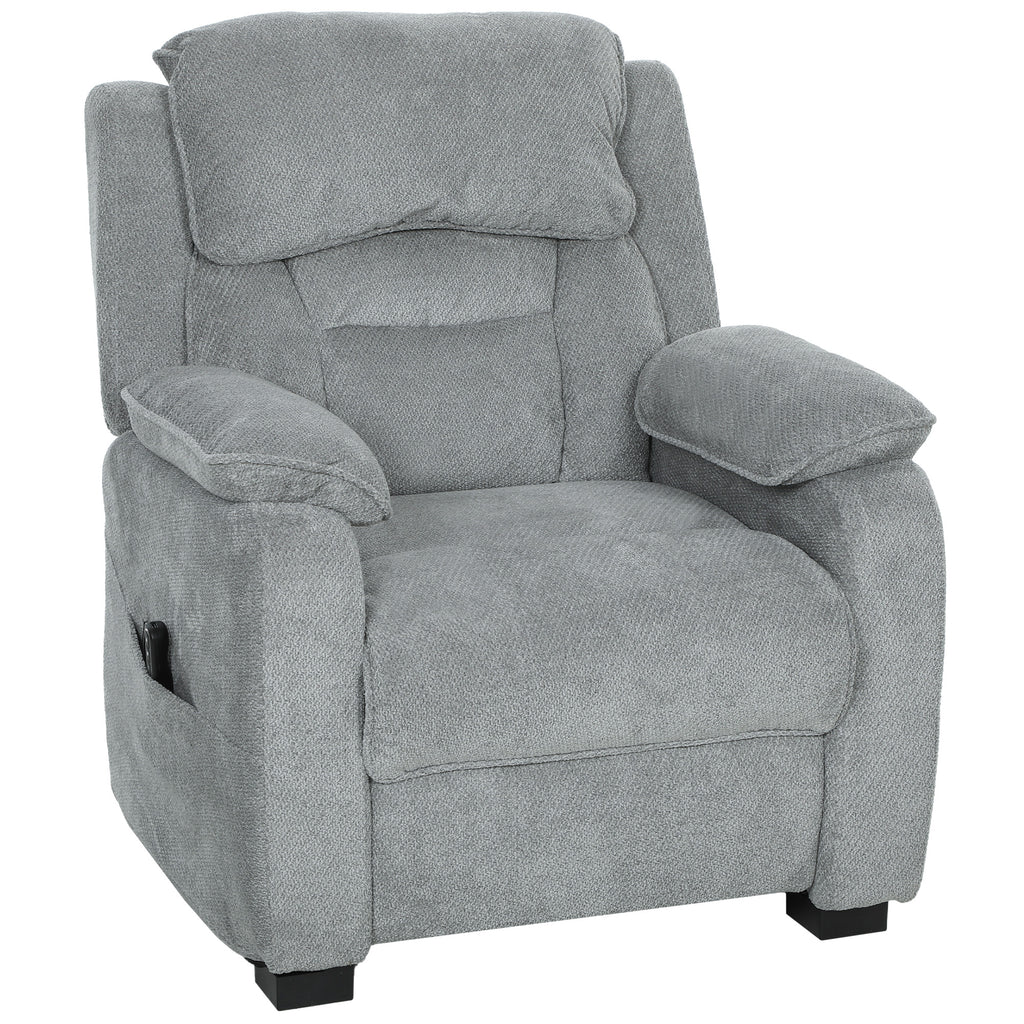 HOMCOM 150° Reclining Velvet Armchair with Footrest, Remote Control and Side Pocket, 96x90x103 cm, Grey