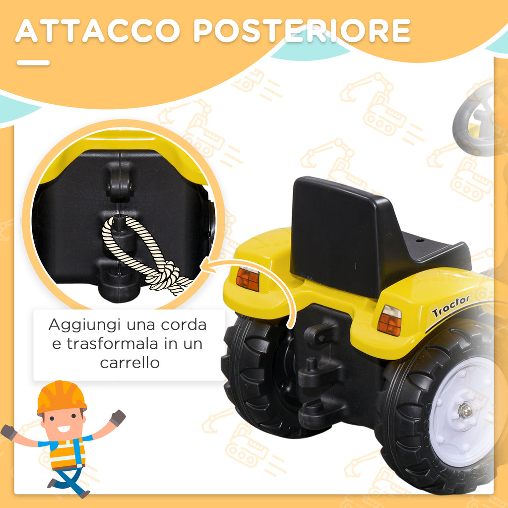 Pedal Excavator for Kids from 3 Years with Front Loader and Steering Wheel, Yellow