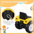 Pedal Excavator for Kids from 3 Years with Front Loader and Steering Wheel, Yellow
