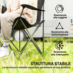 Set of 2 Folding Camping Chairs with High Backrest, Cup Holder and Carry Bags, Cream