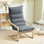 Modern Rocking Chair with Wooden Armrests and Thick Velvet Cushions, 67x83x105 cm, Grey