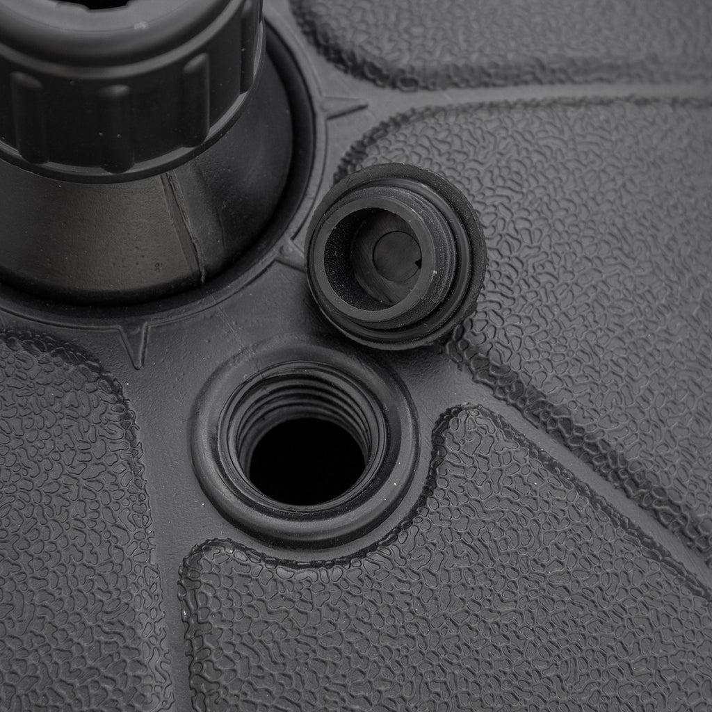 Round Umbrella Base in Plastic Fillable with Water and Sand, for 38 mm Poles, Ø38 cm, Black