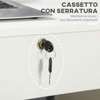 HOMCOM Wooden Desk for Bedroom or Office with 2 Drawers and 2 Keys, 110x50x76cm - White