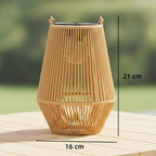 Outsunny Set of 2 Solar Rattan Lamps, with Automatic On/Off, IP44, 16x16x21 cm, Brown