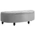 Padded Semicircle Bedside Storage Bench, Velvet and Wood, 120x46x42 cm, Light Grey