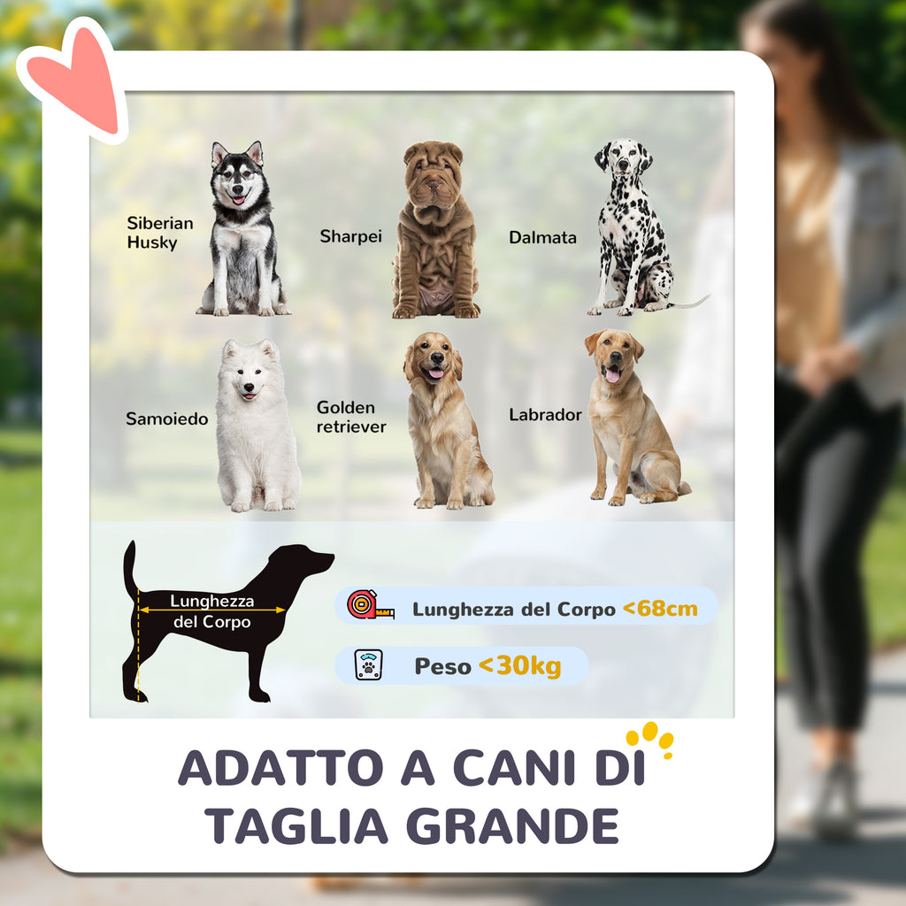 Large Dog Stroller Foldable with Mesh Windows, Cushion and Leashes, 124x67x100 cm, Grey