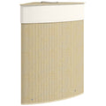HOMCOM 55L Corner Laundry Hamper with Removable Bag and Removable Lid, Bamboo, 35x35x60 cm, Wood Color