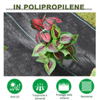 Outsunny 50x2m 100g/m² Weed Control Fabric Black Fabric for Vegetable Garden, Greenhouse, Garden Draining and Breathable with Grid