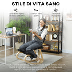 Rocking Kneeling Chair in Linen-Effect Fabric and Birch Wood, 51x84x93 cm, Black