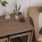 Large Dog House with Sliding Door for Indoor Wooden, 98x58x61cm, Brown