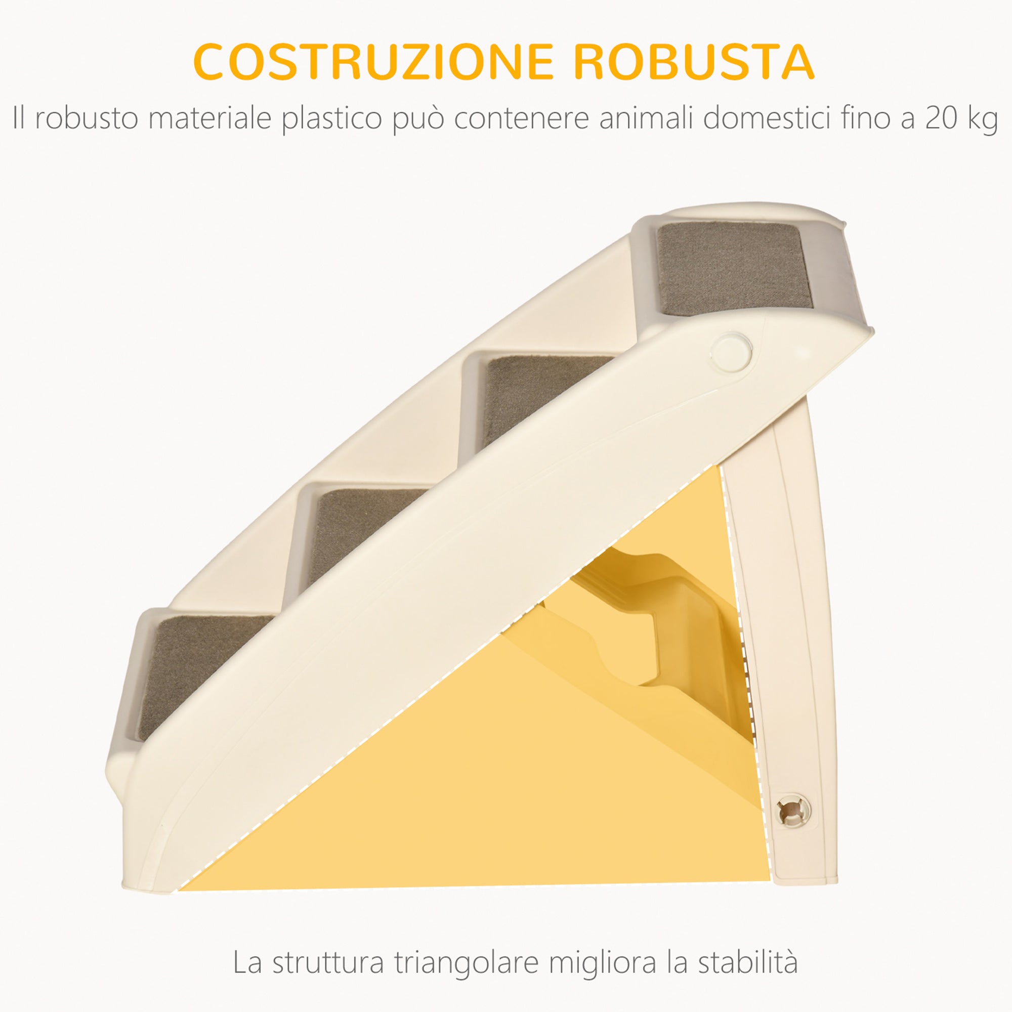 Folding Dog Stairs with 4 Non-Slip Steps for Pets up to 10kg, Beige