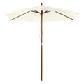 2.5x2.3 m 6-Rib Garden Umbrella, Wood and Polyester, Cream White - Borge' Group Limited