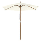 2.5x2.3 m 6-Rib Garden Umbrella, Wood and Polyester, Cream White - Borge' Group Limited