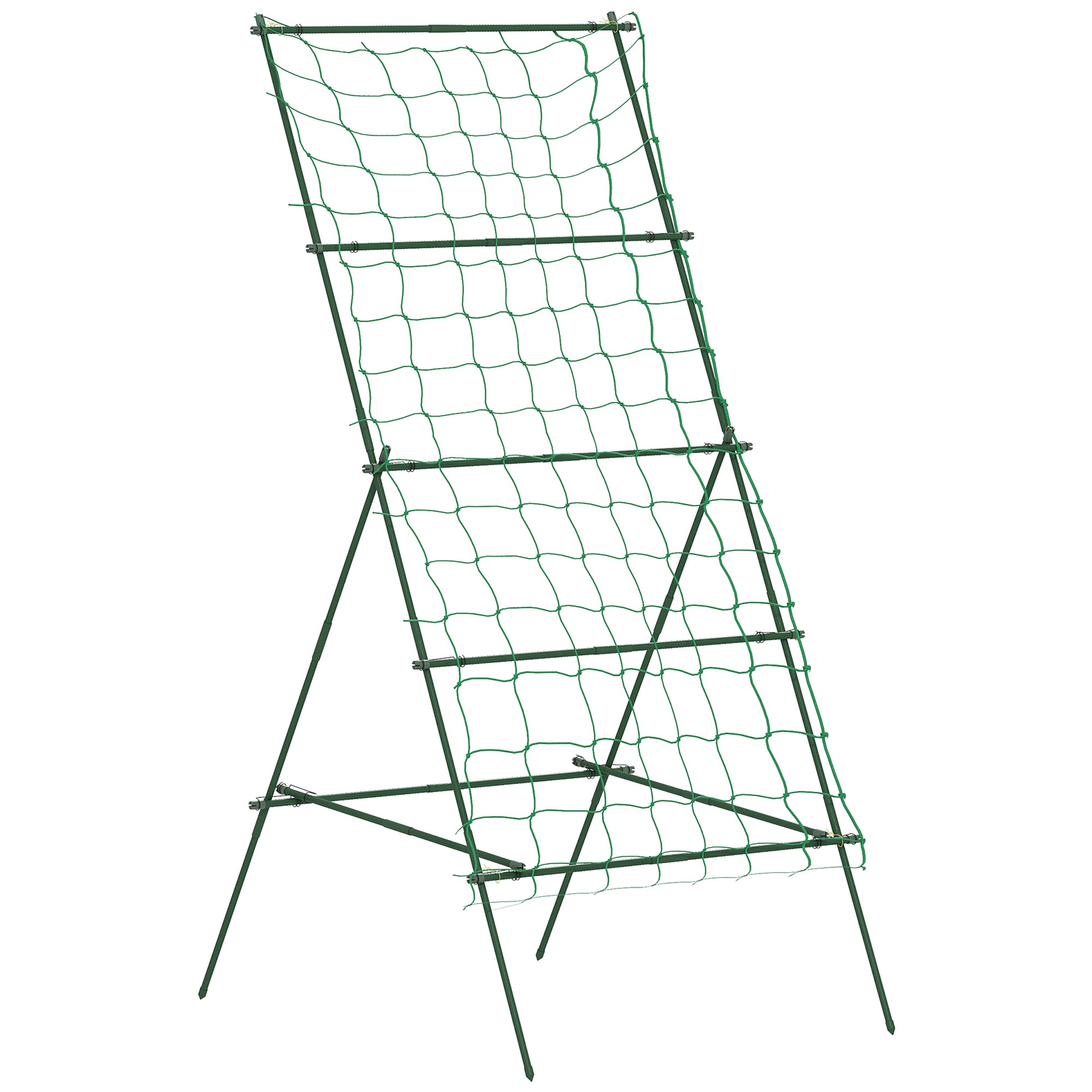 A-shaped Tomato Support with Adjustable Levels with Net, in Steel, PE and PP, 101x133x227 cm, Green