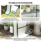 Outsunny Garden Greenhouse with 2 Roll-Up Doors, 3-Tier Shelving and Side Pockets, White and Green