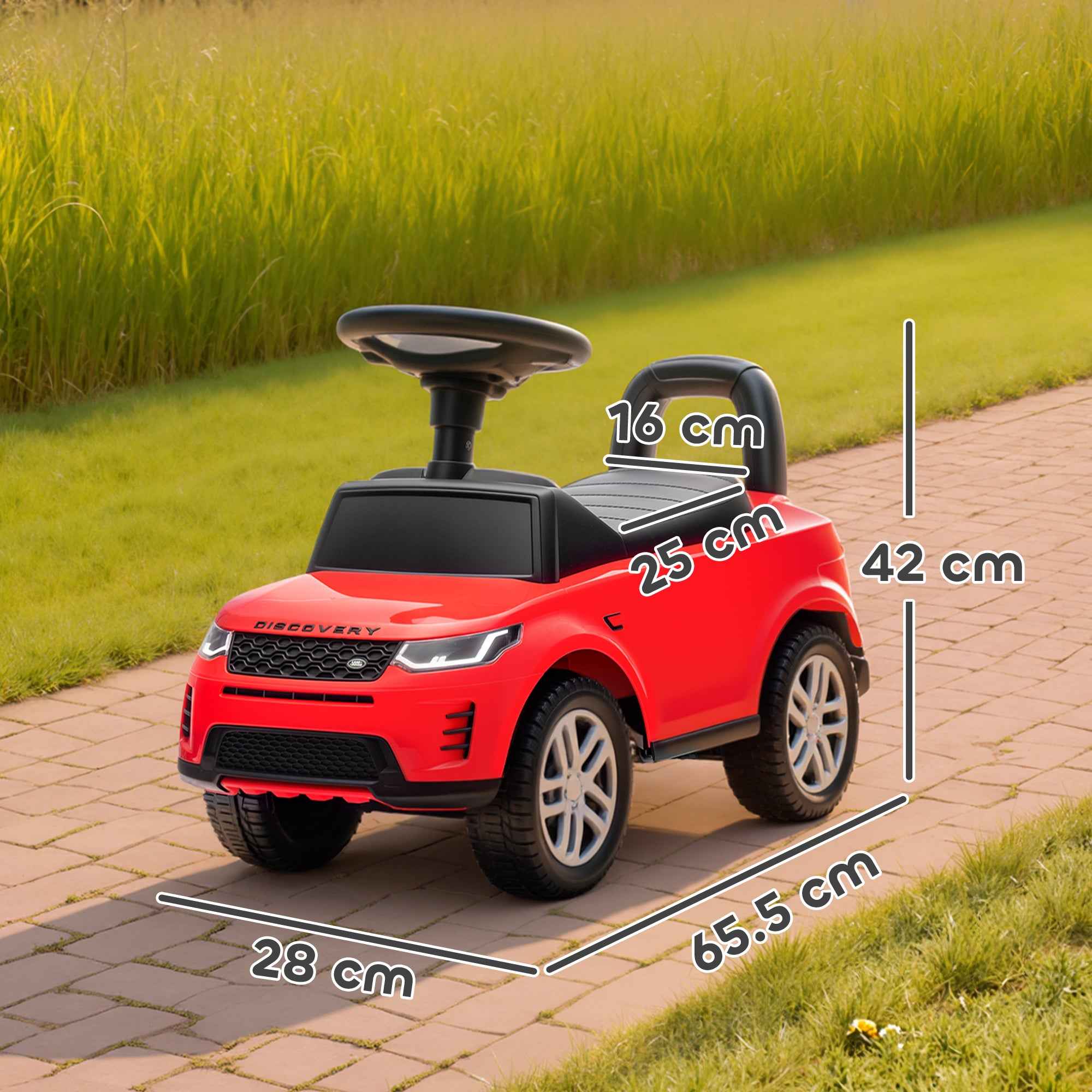 AIYAPLAY Land Rover Licensed Ride-On Toy Car with Horn and Storage Space, 65.5x28x42 cm, Red