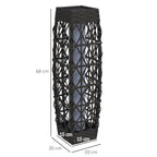 Solar Garden Lamp with LED Lighting, in Steel and PE Rattan, 20x20x68 cm, Gray