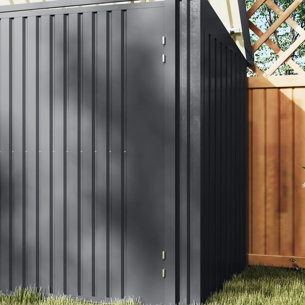 Steel Bin Covers for 3 240L Bins with 2 Doors and Lid, 233x105x118.5/133 cm, Dark Gray