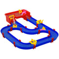 HOMCOM 53-Piece Water Playset with Water and Sand, Water Trail for Children 3-6 Years with Accessories and Modular Parts, in PP, 123x90x7cm, Blue and Red