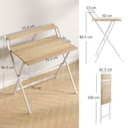 Folding Desk with Monitor Shelf, 81.5x62x86.5 cm, Wood and White