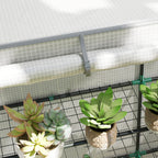Outsunny Garden Greenhouse with 2 Roll-Up Doors, 3-Tier Shelving and Side Pockets, White and Gray