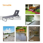 Outsunny Folding Outdoor Lounger with Face Hole and Cushions, Garden Sun Lounger, Beach and Camping, Grey