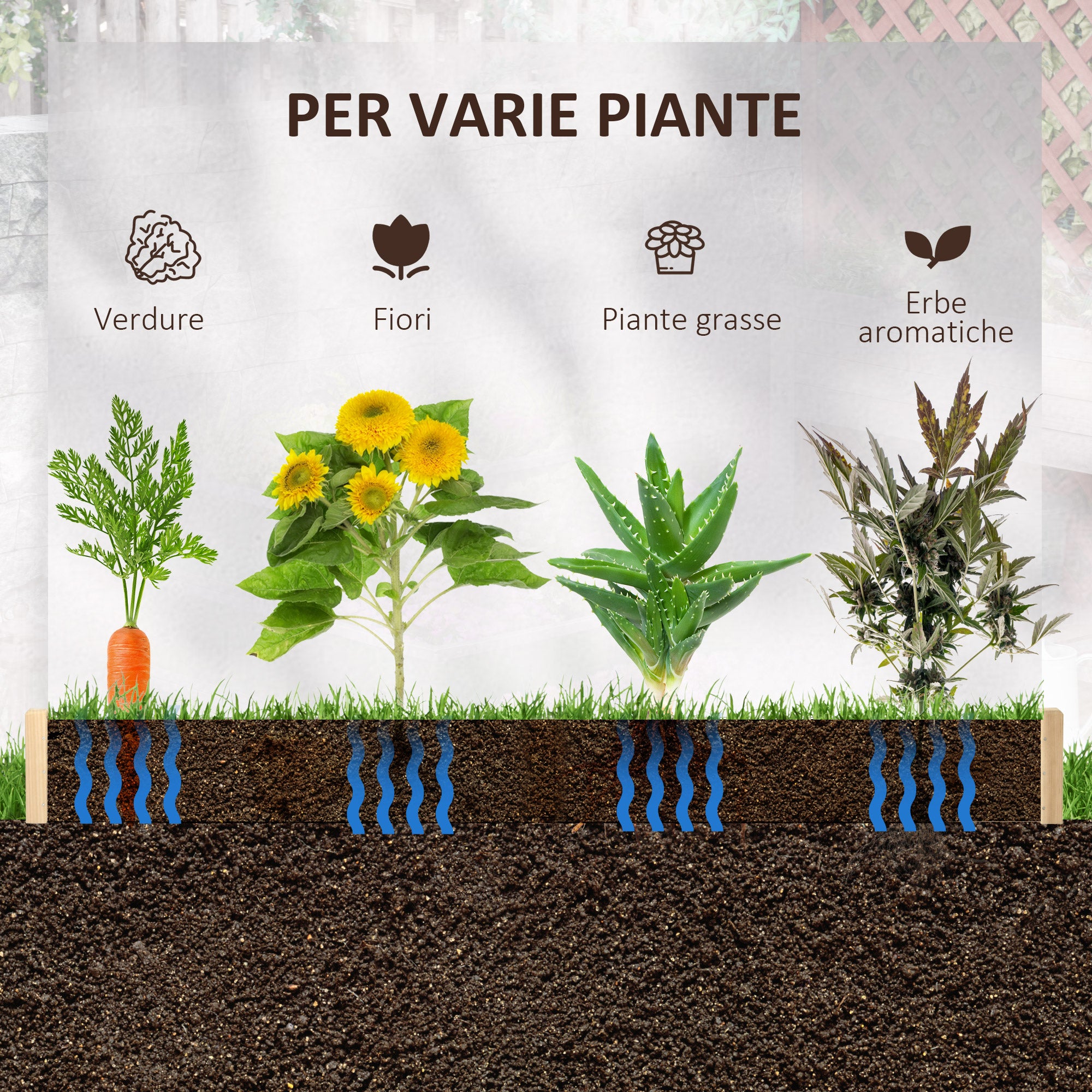 Outsunny Fir Wood Garden Bed, Screw-Free Assembly, 100x100x16cm