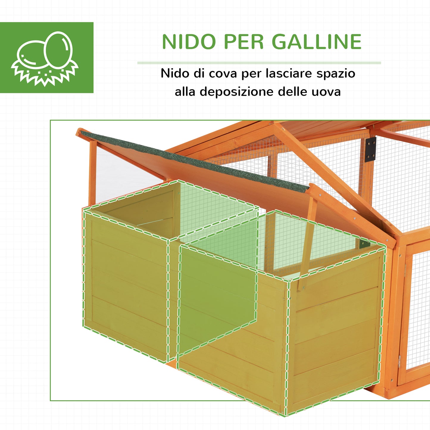 Wooden Chicken Coop for 4-8 Chickens with Wire Mesh and Opening Roof, 240x112. 5x76 cm, Orange