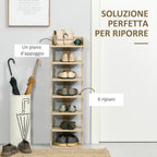 Wooden Shoe Rack for Entryway, 6-Shoe Shelf with Storage Shelf, 32x30x104cm, Oak